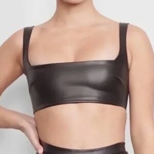 Skims Faux Leather Bra Bralette Size XS In Soot